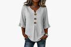 Laura | Blusa de lino con volantes y botones