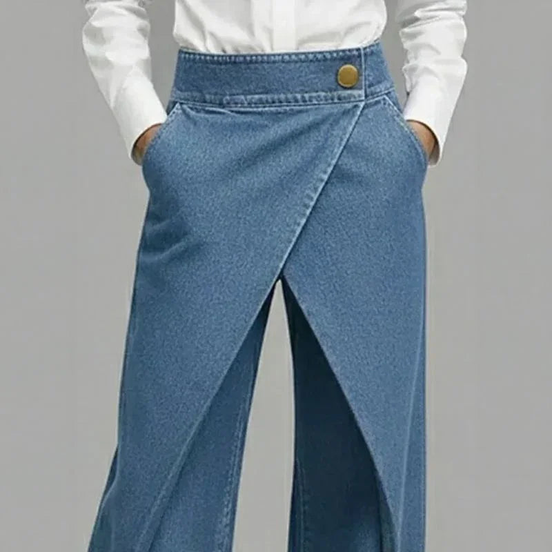 Anya | Jeans con efecto envolvente y superposición frontal asimétrica