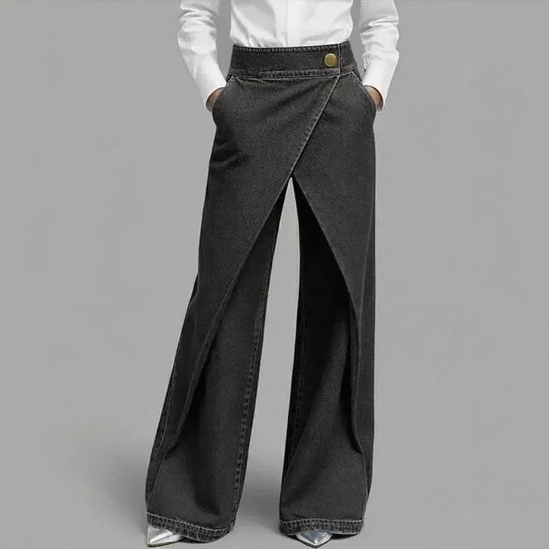 Anya | Jeans con efecto envolvente y superposición frontal asimétrica