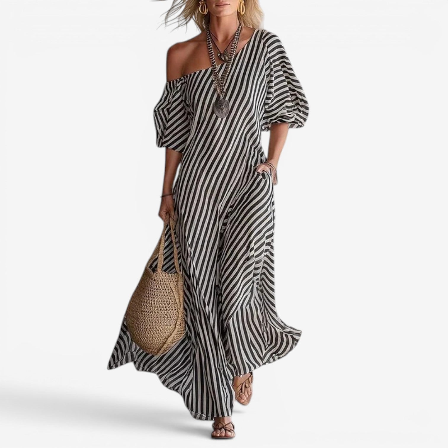 Izzy | Vestido largo con hombros al descubierto